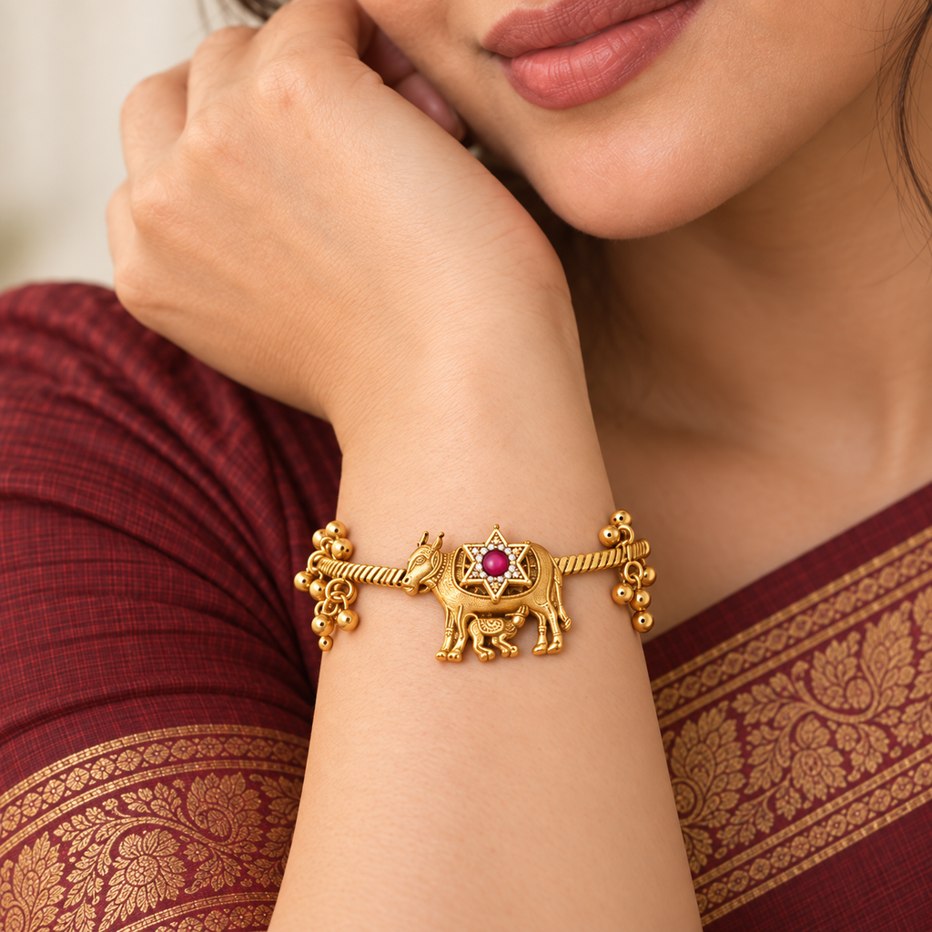Stunning antique gold Kamdhenu Kripa Bracelet