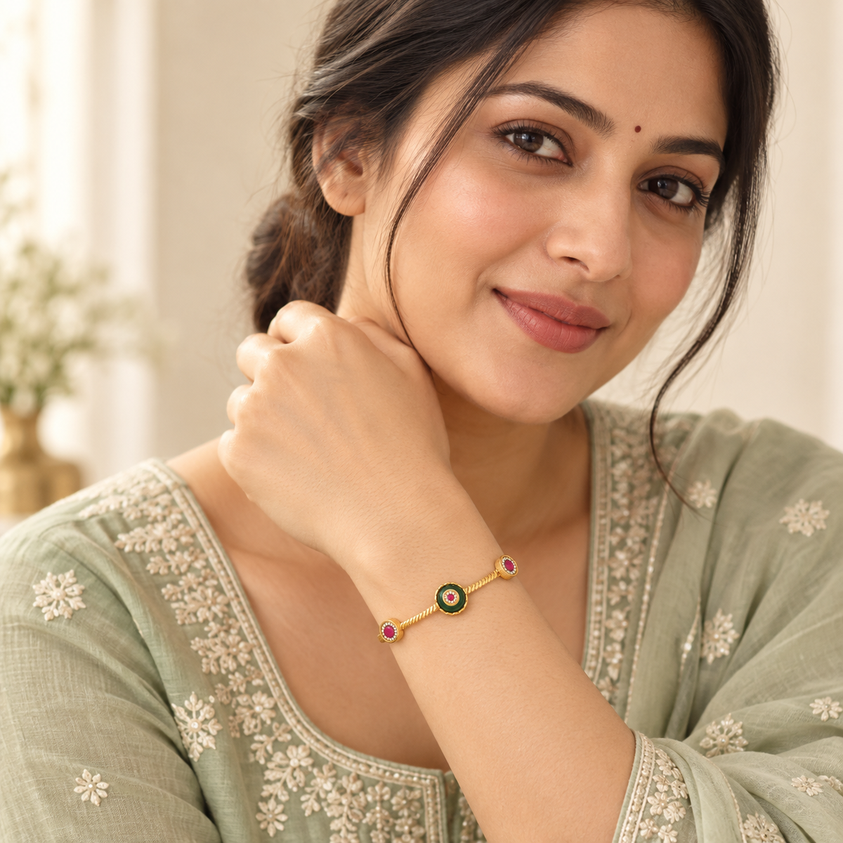Cute stunning  antique gold stone bracelet