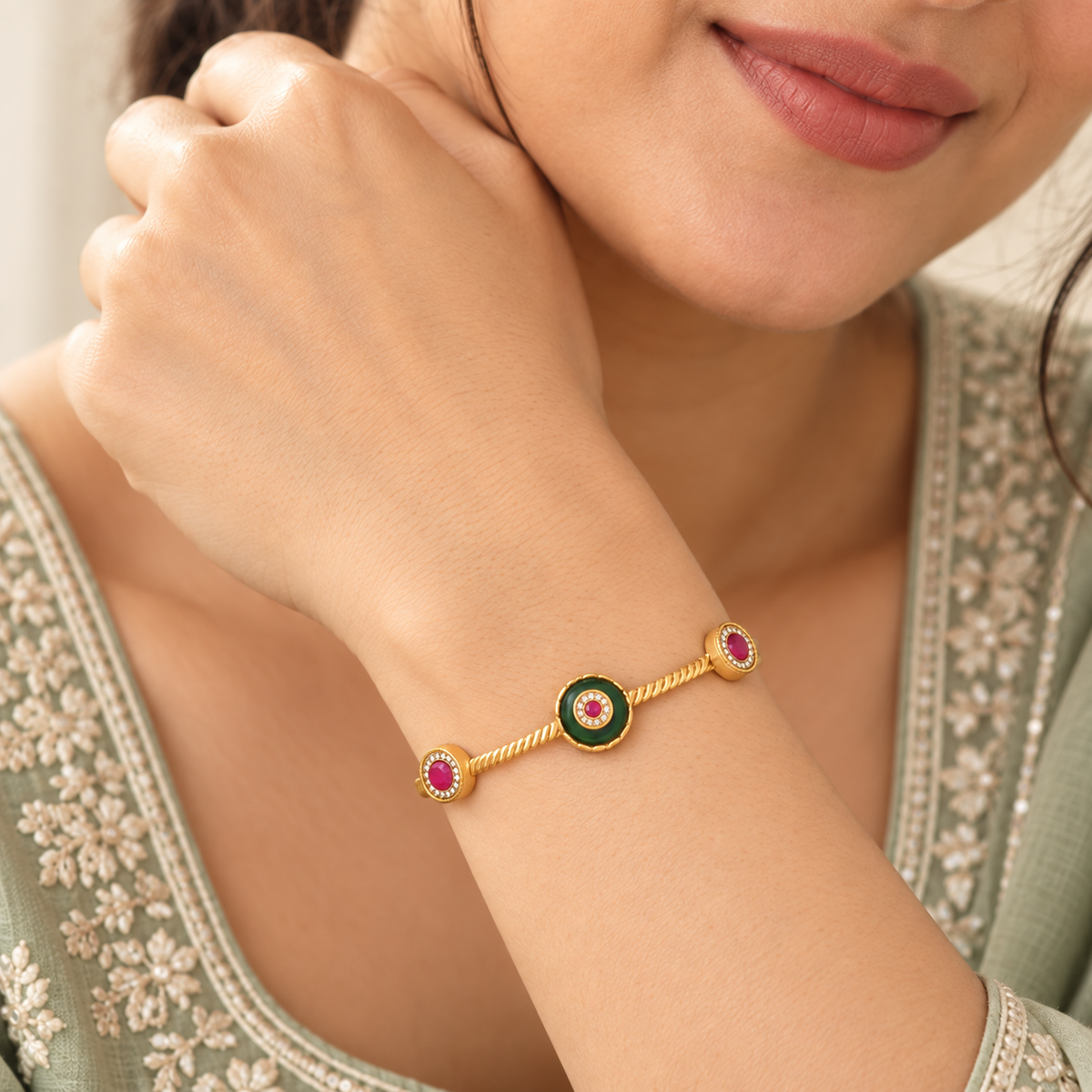 Cute stunning  antique gold stone bracelet