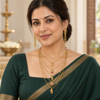 Stunning long antique gold ganesh necklace set