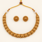 Antique Gold Floral Simple Plain Necklace Set