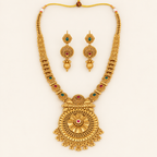 Antique Gold Long Multicolor Stone Necklace Set