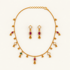 Antique Gold Multicolor Stone String Necklace Set