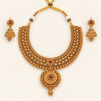 Amazing plain antique plated floral necklace set