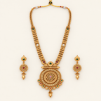 Long stunning multicolor antique gold traditional necklace set
