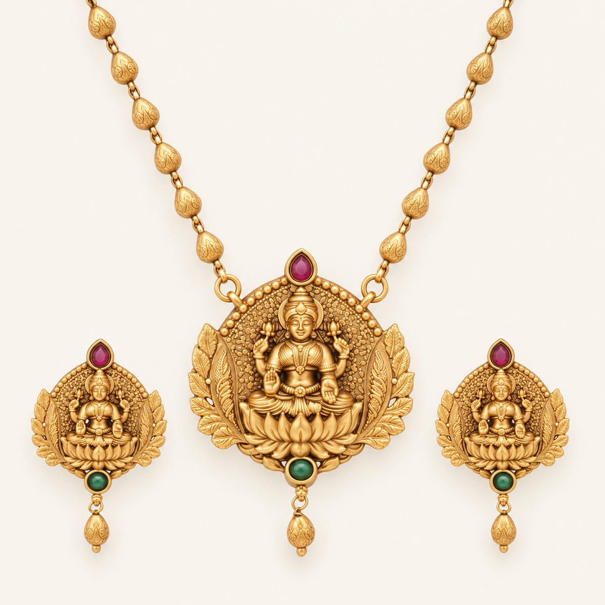 Beautiful maa lakshmi antique gold pendant set