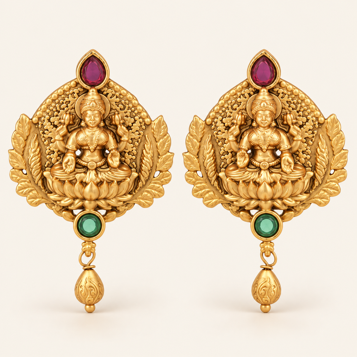 Beautiful maa lakshmi antique gold pendant set