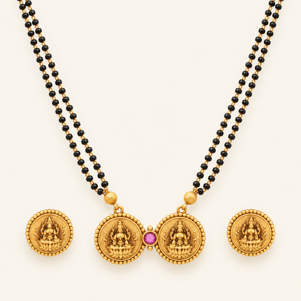 Stunning antique gold maa lakshmi mangalstura set