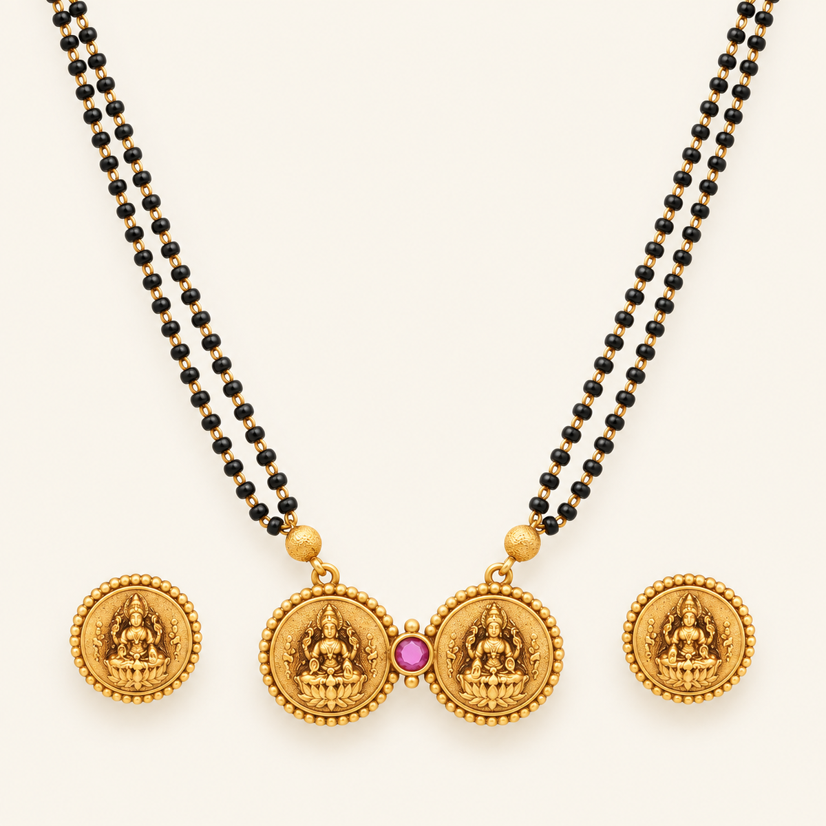 Stunning antique gold maa lakshmi mangalstura set