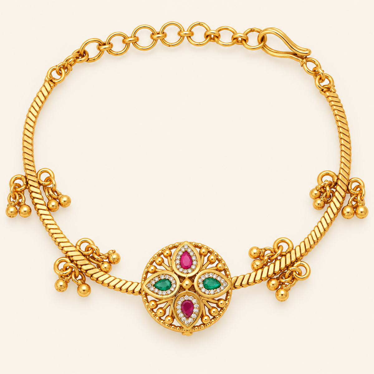 Stunning antique gold multicolor stone bracelet