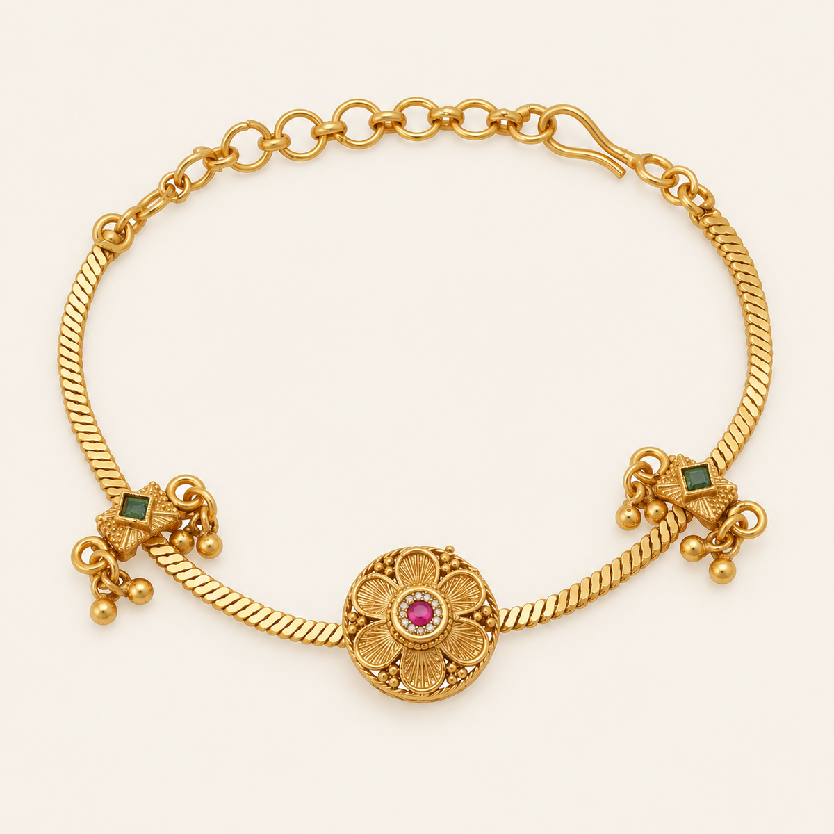 Beautiful floral antique gold bracelet