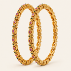 Sleek antique gold stone bangle set
