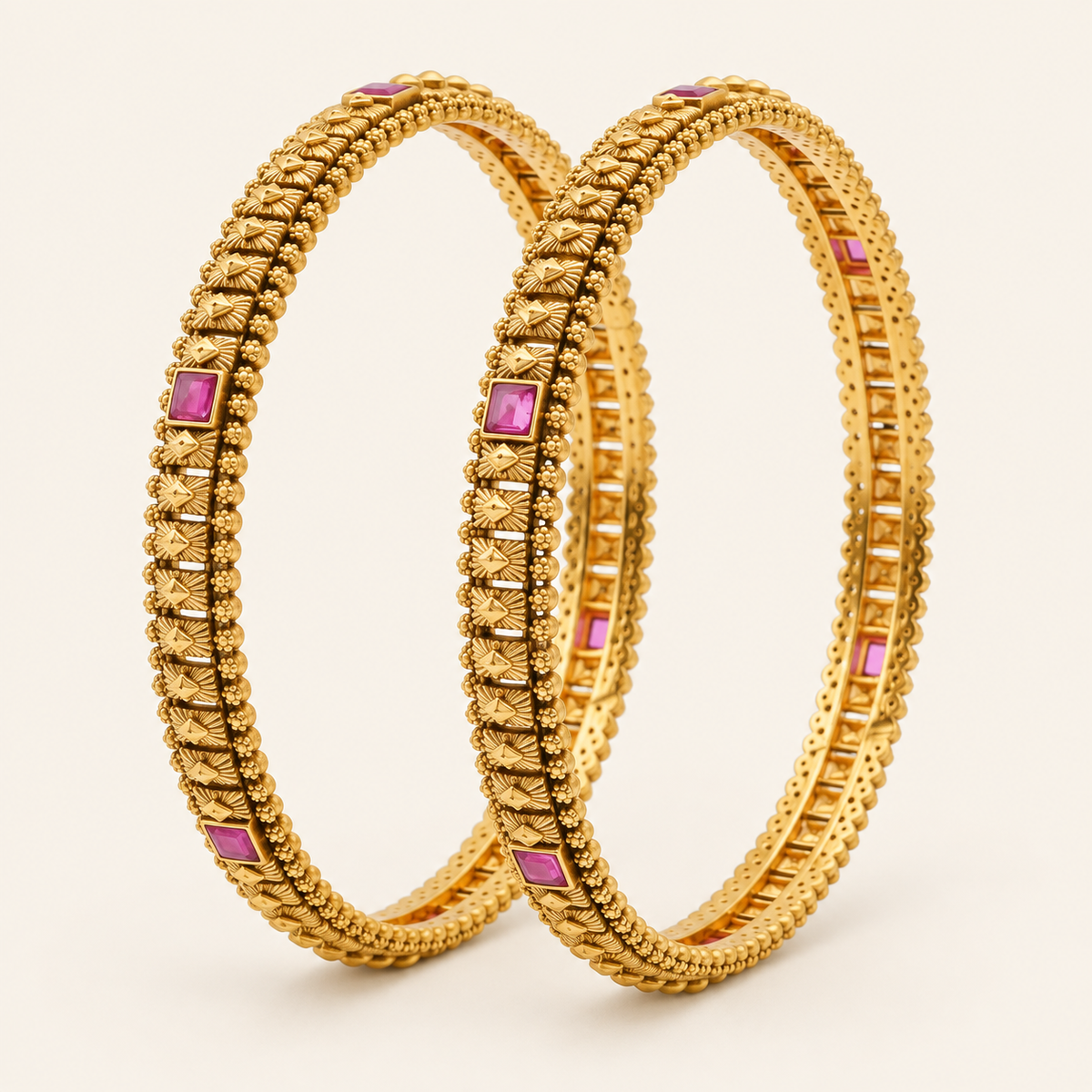 Stunning antique gold stone Bangle Set