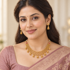 Beautiful antique gold layer necklace set