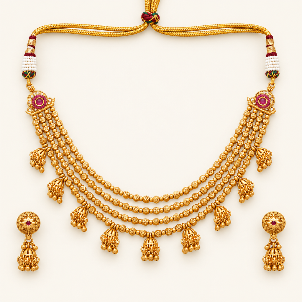 Beautiful antique gold layer necklace set
