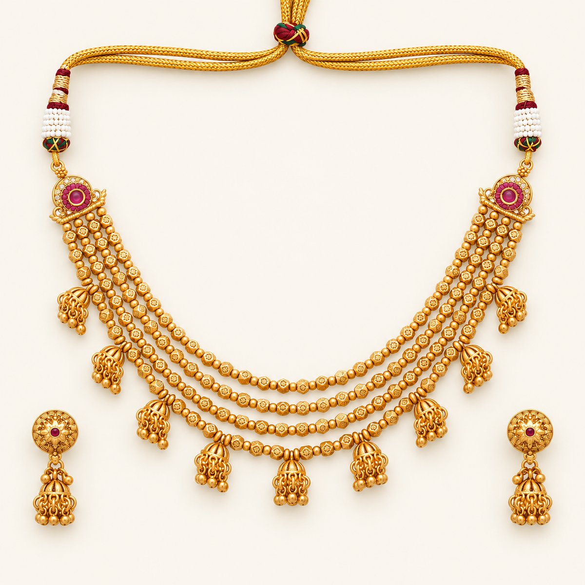 Beautiful antique gold layer necklace set