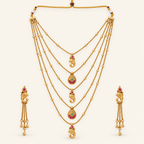 Stunning long antique gold ganesh necklace set
