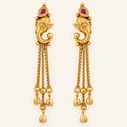Stunning long antique gold ganesh necklace set