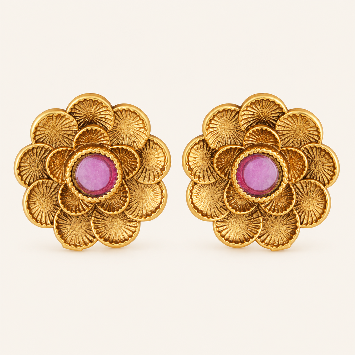 Beautiful Antique floral stone pendant set