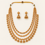 Long plain stunning gold mala necklace set