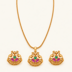 Gold Plated Muticolor Pendant Set