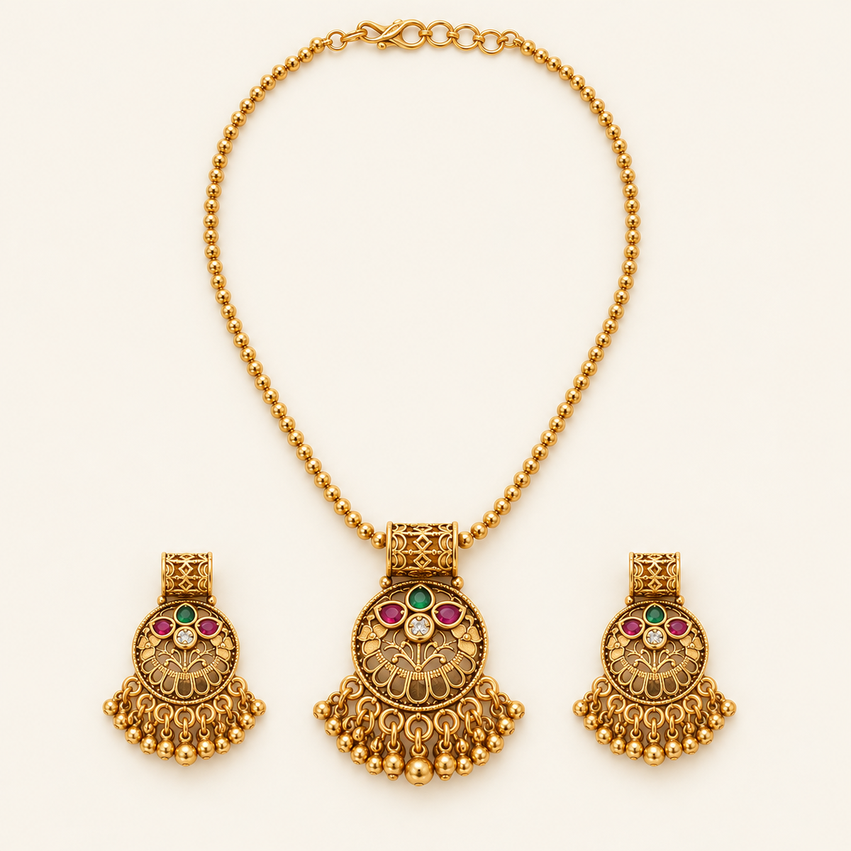 Beautiful stone gold pendant set with earring