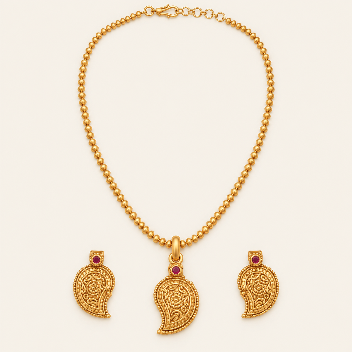 Gold Plated Paisley Pendant Set
