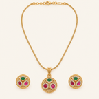 Antique Gold Multicolor Stone Pendant Set