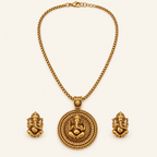 Beautiful gold plated ganesh pendant set with earring | Temple Jewellery