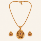 Amazing antique gold pear shaped antique gold pendant set