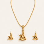 Beautiful plain gold krishna pendant set