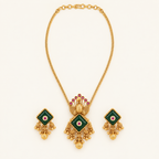 Beautiful peacock stone gold plated pendant set