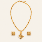 Gold Plated Pearl Pendant Set