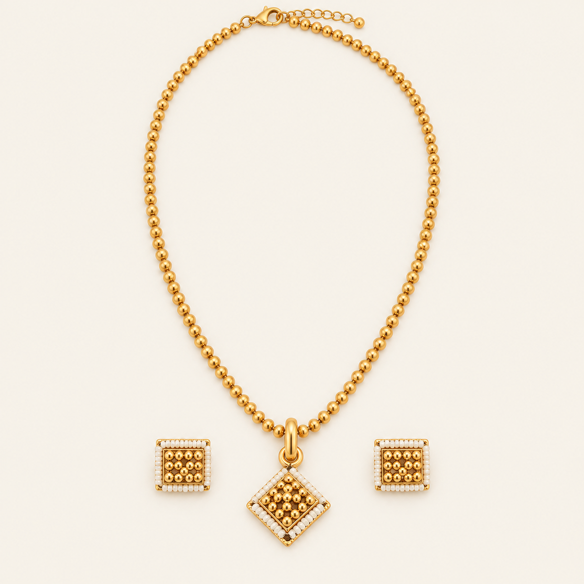 Gold Plated Pearl Pendant Set