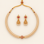 Cute elegant gold pearl necklace set