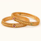 Cute antique gold mint stone bangle set