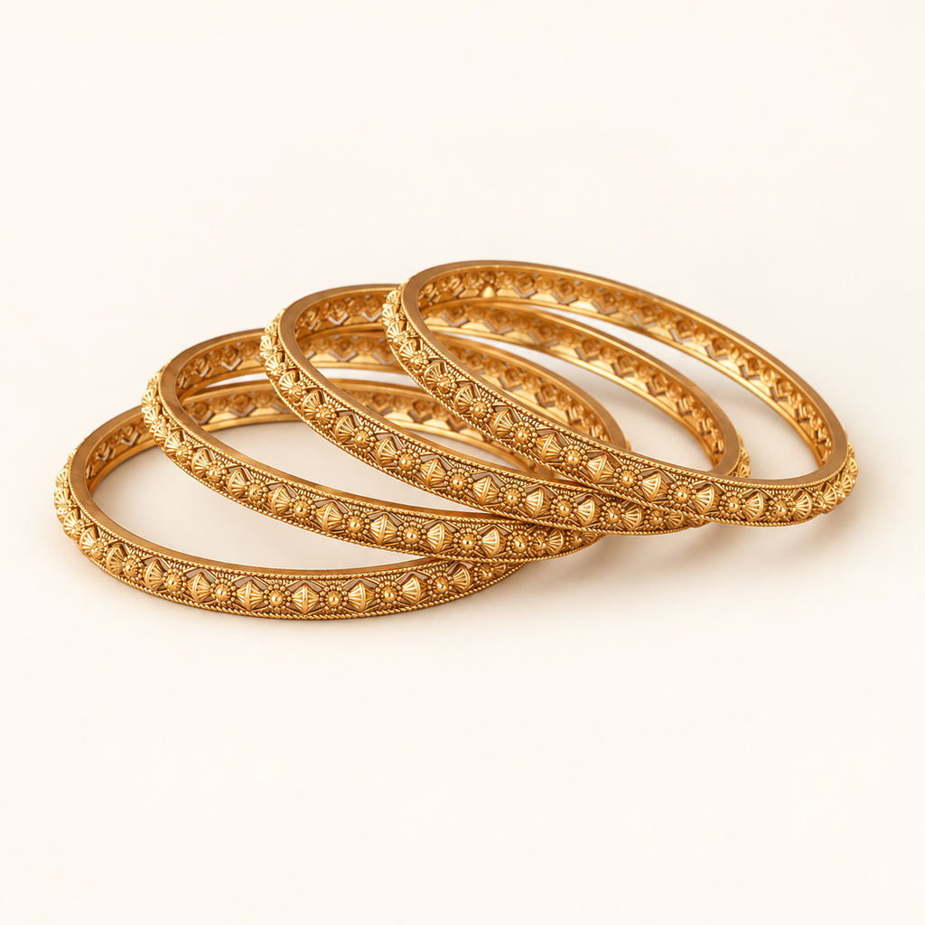 Antique Gold Plain Plated Bangle Set (Set of 4)