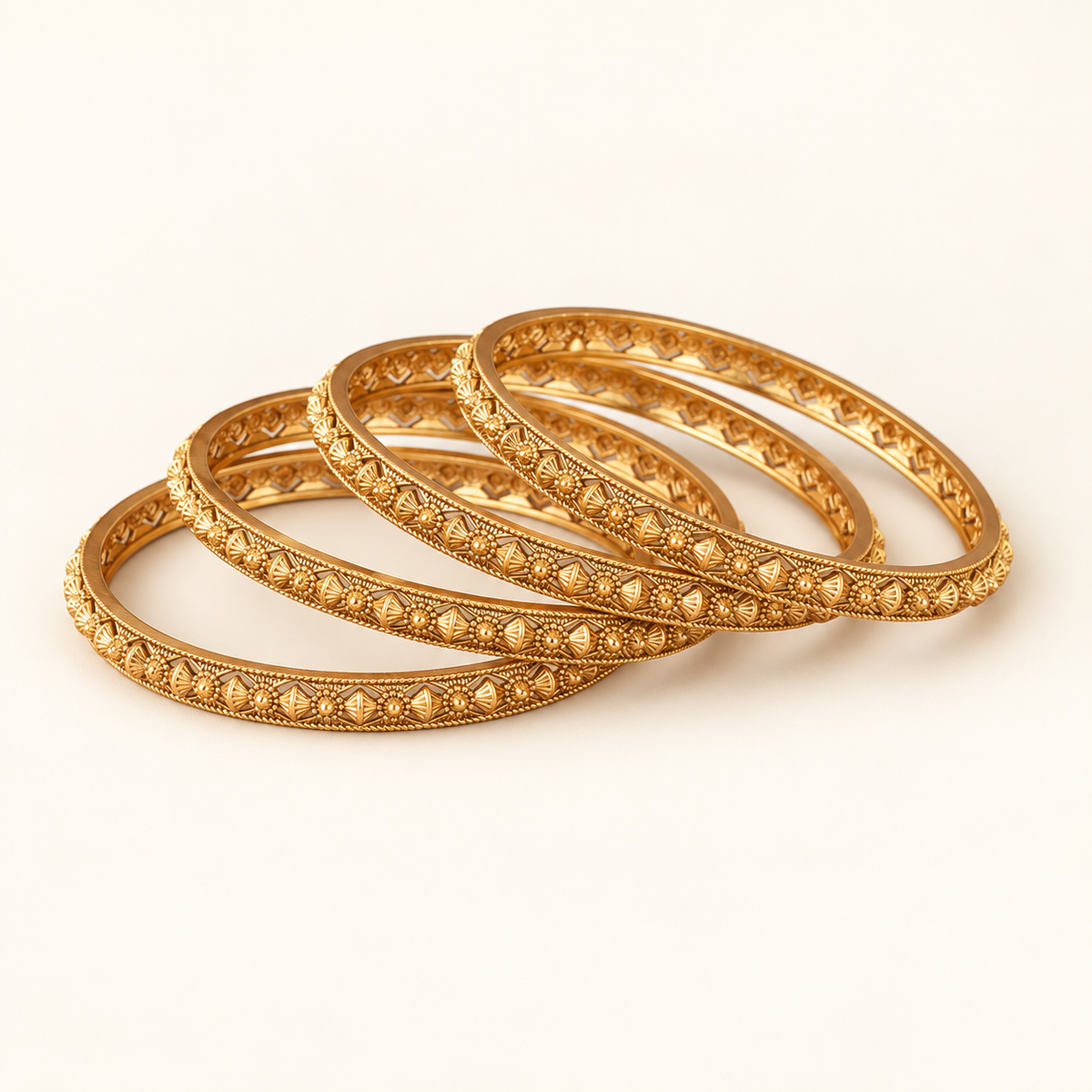 Antique Gold Plain Plated Bangle Set (Set of 4)