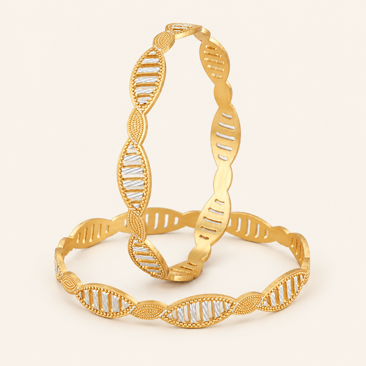 Gold Plated Dual Tone Bangle Set