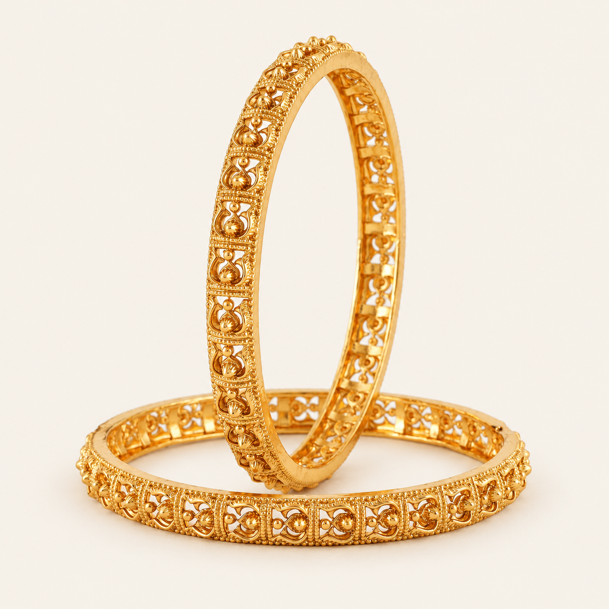 Gold Plated Plain Stone Bangle Set