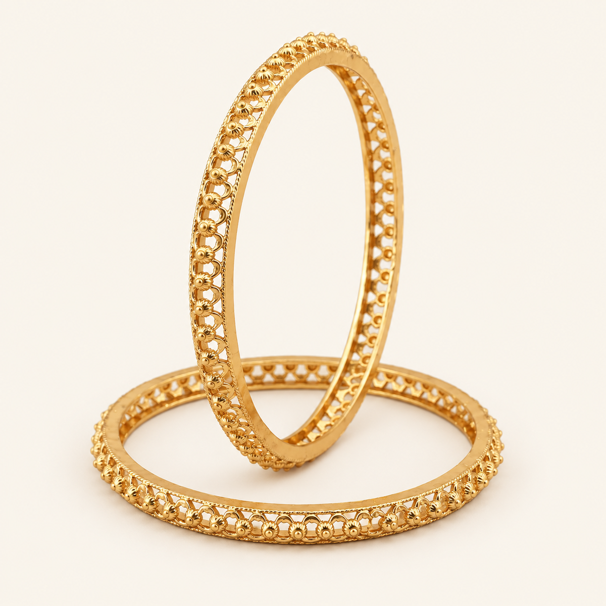 Antique Gold Plain Bangle Set