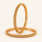 Gold Plated Leaf Plain Bangle Set