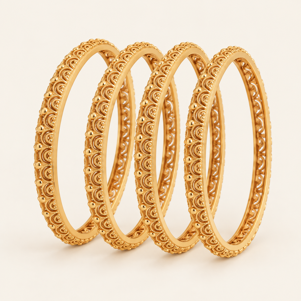 Gold Plated Plain Bangle Set