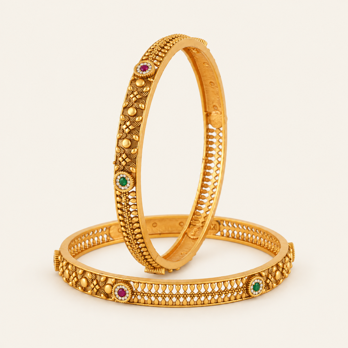 Gold Plated Stone Bangle Set