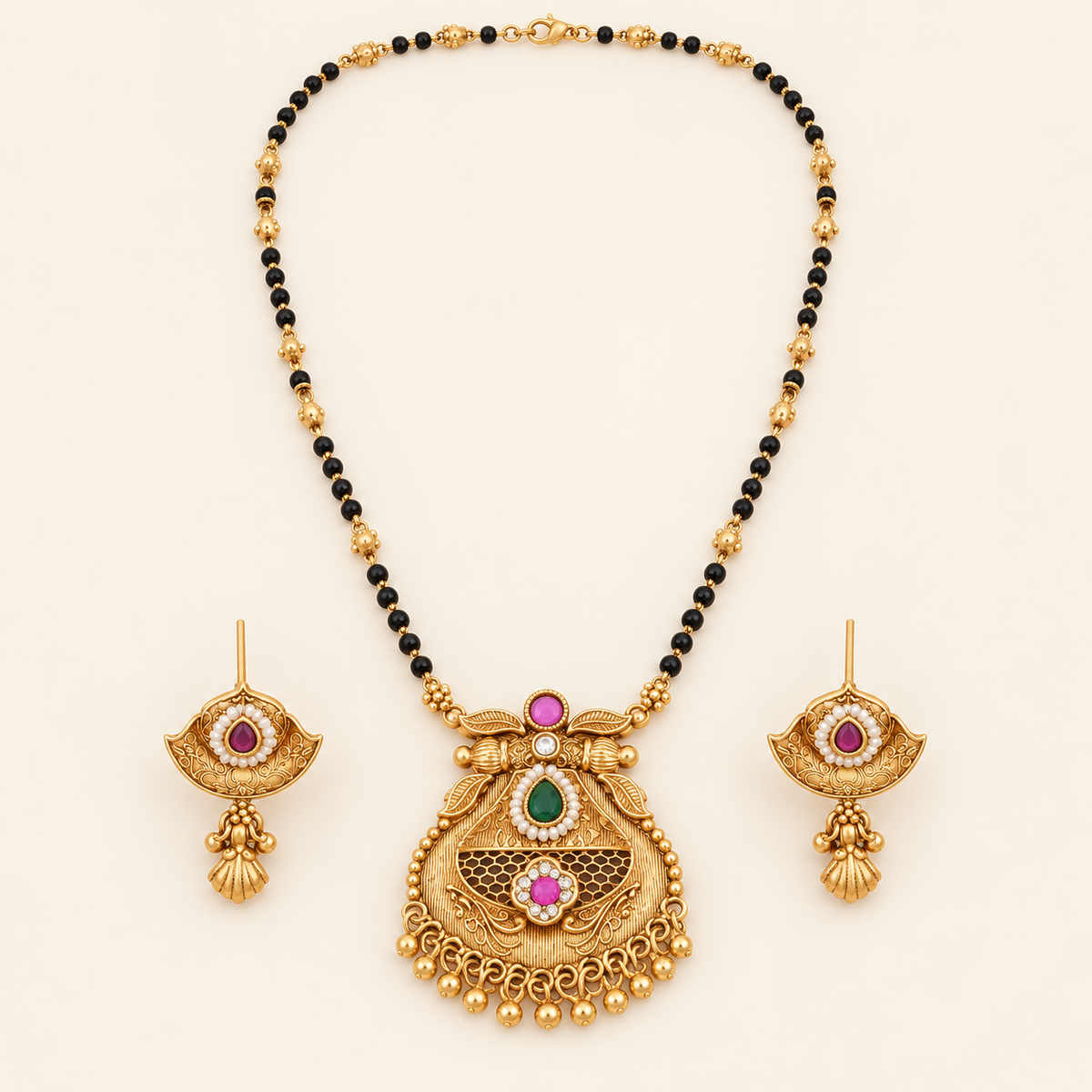 Antique Gold Stone Mangalsutra Set