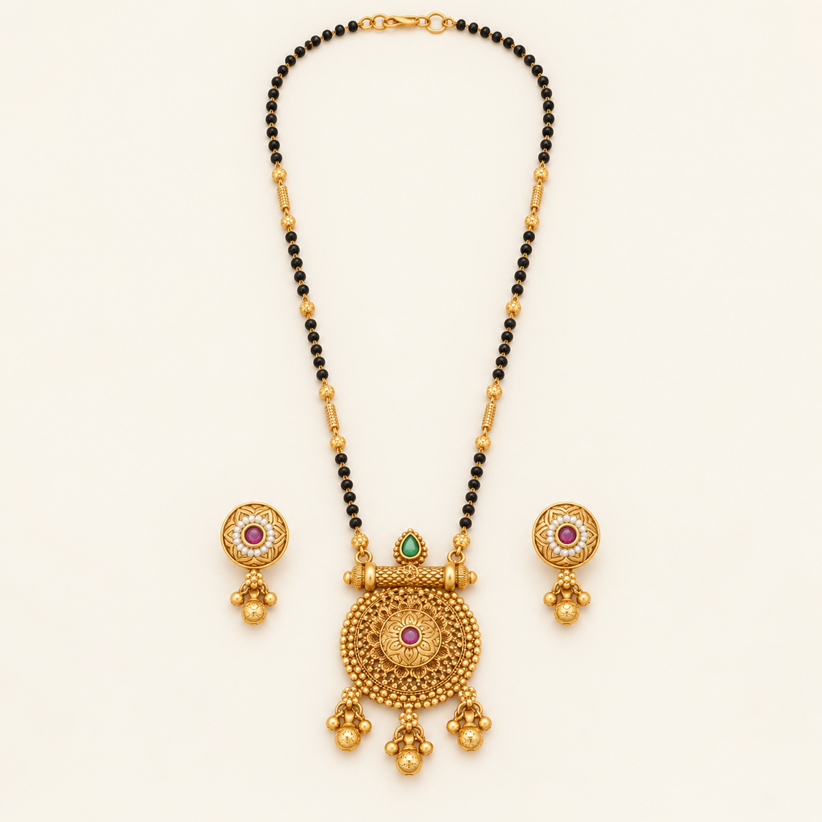 Antique Gold Stone Mangalsutra Set