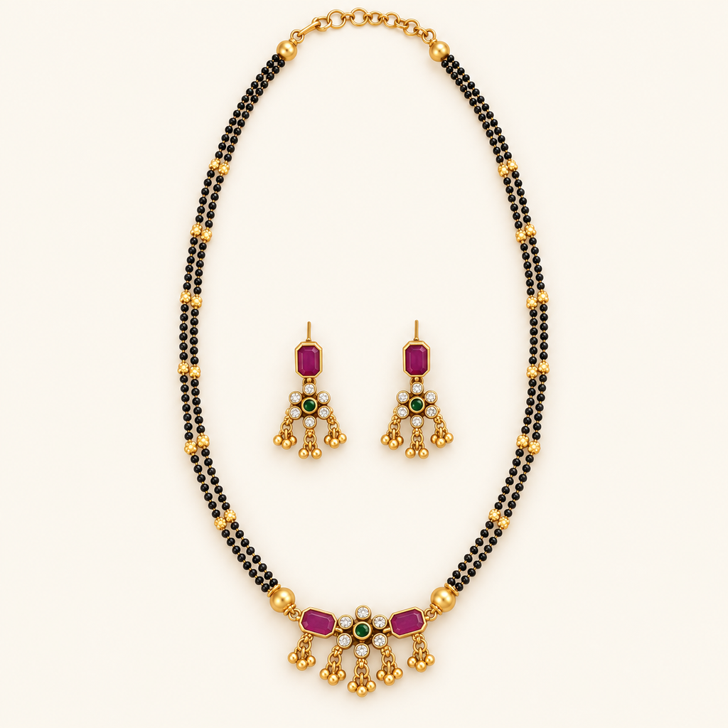 Elegant antique gold stone mangalsutra set