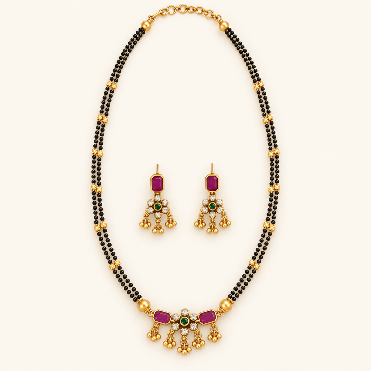 Elegant antique gold stone mangalsutra set