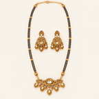 Antique Gold Long Kundan Mangalsutra Necklace Set