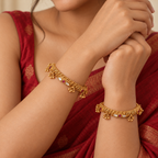 Gold Plated Stone Kundan Ghungroo Bangle Set